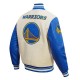 Golden State Warriors Retro Classic Off White Wool Varsity Jacket