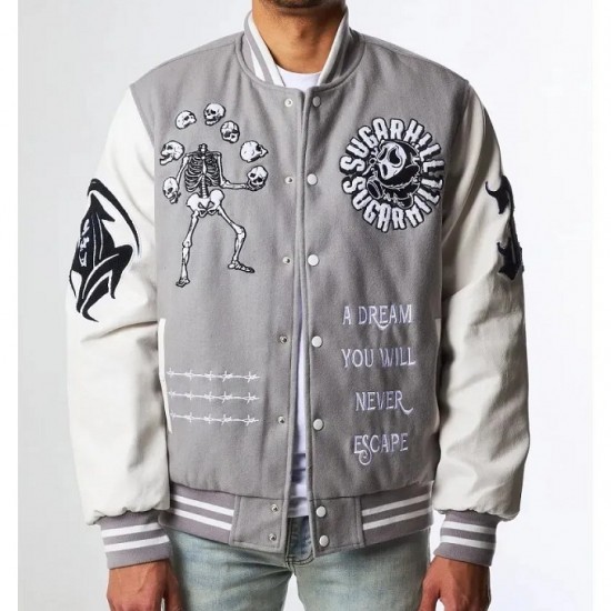 Great Escape Grey Letterman Varsity Jacket