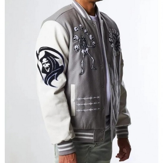 Great Escape Grey Letterman Varsity Jacket