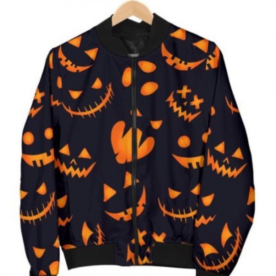 Halloween Pattern Pumpkins Bomber Jacket