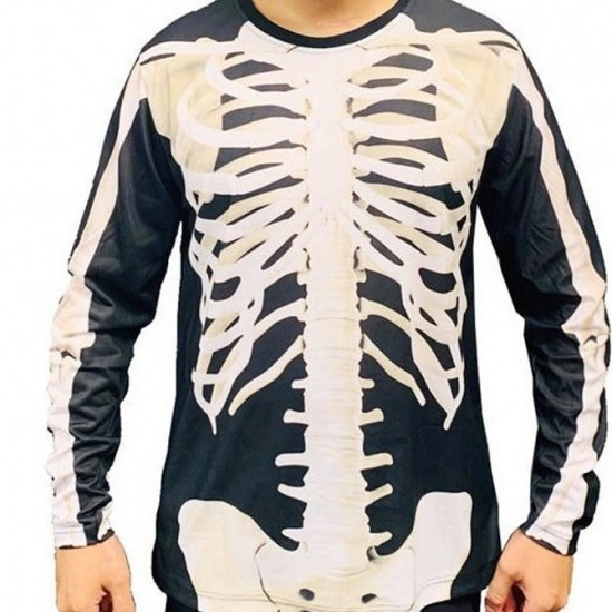 Halloween costume skeleton Polyester Unisex longsleeve shirt