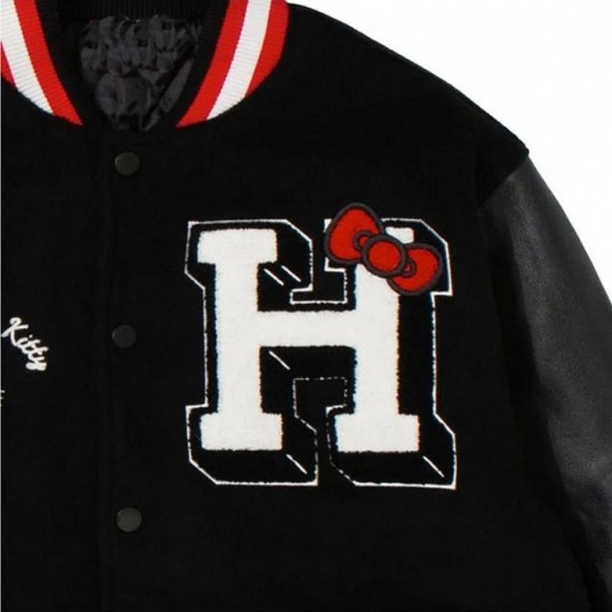 Hello Kitty Apples Wool Black Varsity Jacket