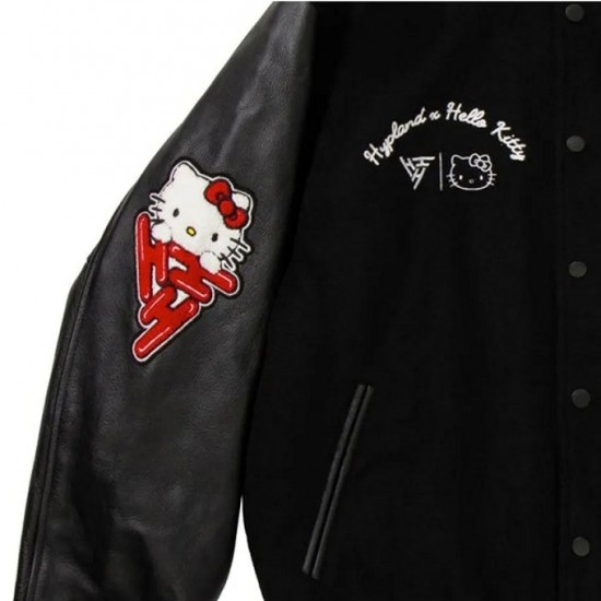 Hello Kitty Apples Wool Black Varsity Jacket