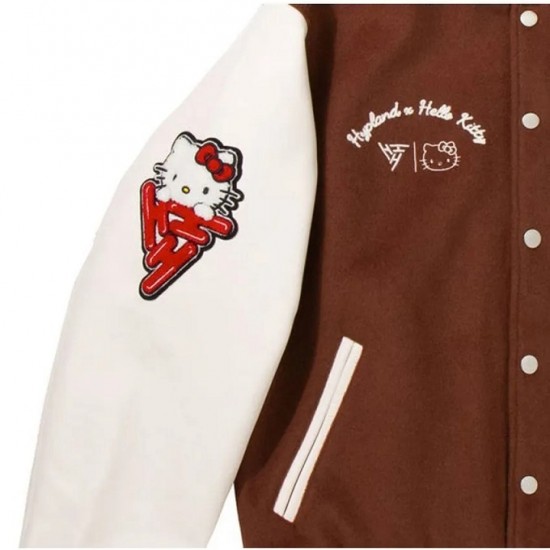 Hello Kitty Apples Wool Brown Varsity Jacket