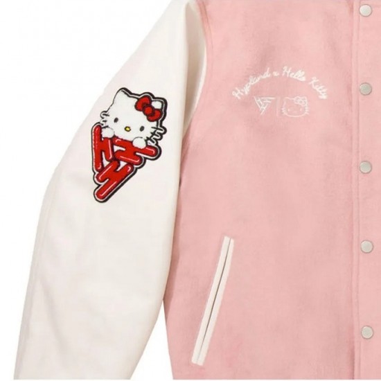 Hello Kitty Apples Wool Pink Varsity Jacket