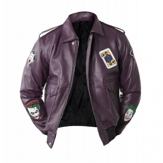 Henchman Batman Joker Goon Bomber Purple Leather Jacket