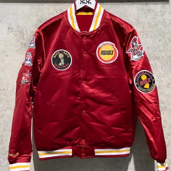 Houston Rockets Red Satin Jacket