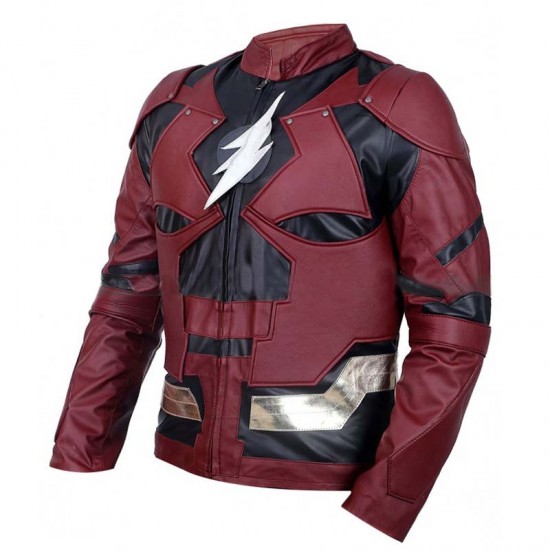 Justice League The Flash Burgundy Leather Costume Jacket