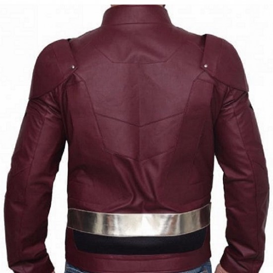 Justice League The Flash Burgundy Leather Costume Jacket