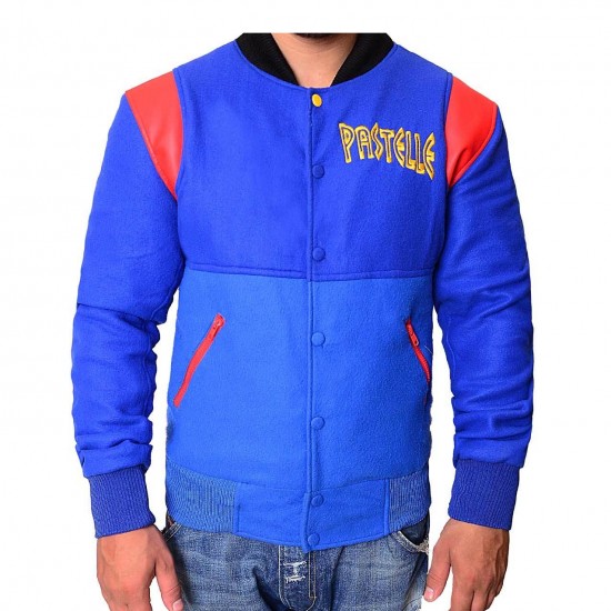 Kanye West Pastelle Blue Varsity Letterman Bomber Jacket