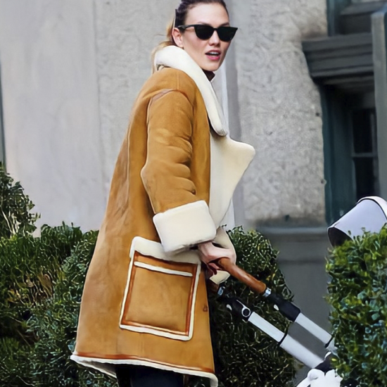 Karlie Kloss Brown Shearling 2022 Coat