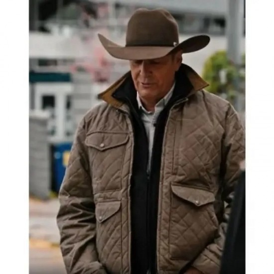 Kevin Costner Yellowstone Season 04 Brown Quilted Jacket