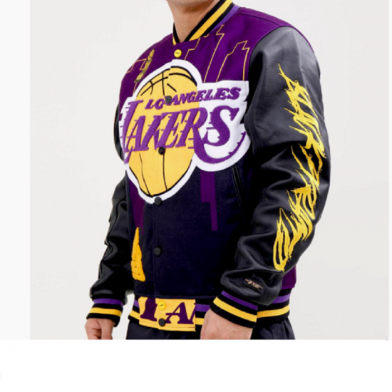 Los Angeles Lakers Black Pyramid Letterman Jacket