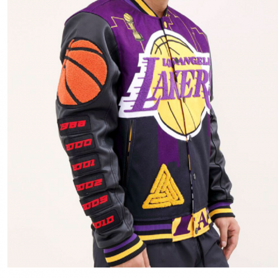 Los Angeles Lakers Black Pyramid Letterman Jacket