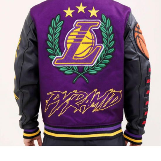 Los Angeles Lakers Black Pyramid Letterman Jacket