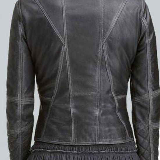 Lexi Black Quilted Asymmetrical Ladies Moto Jacket