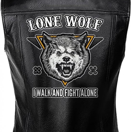 Lone Wolf Fight Alone Motorcycle Leather Vest