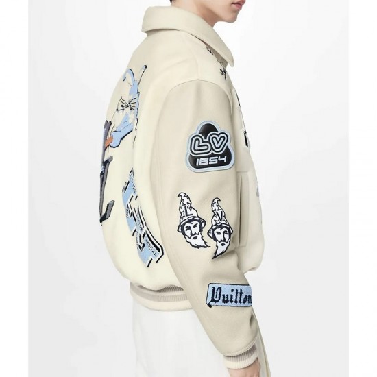 LV Bunny Cream Varsity Jacket