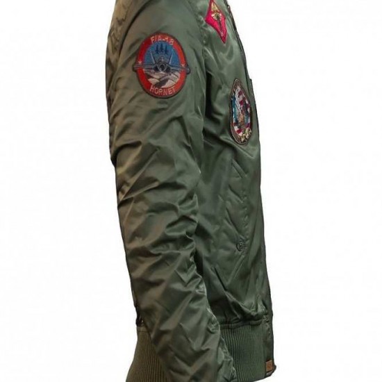 Men Army Green Top Gun Tom Cruise Men Fighter Jet Pilot Jacket               