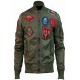 Men Army Green Top Gun Tom Cruise Men Fighter Jet Pilot Jacket               