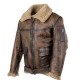 Men Arnold Schwarzenegger Winter Aviator RAF B6 Shearling Real Sheepskin Leather Bomber Flying Jacket