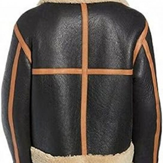 Men B3 Bomber Cargo Style RAF Flying B3 Aviator Black Shearling Jacket