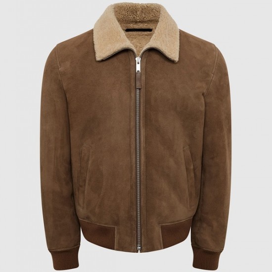 Men Winter Brown Shearling Jacket