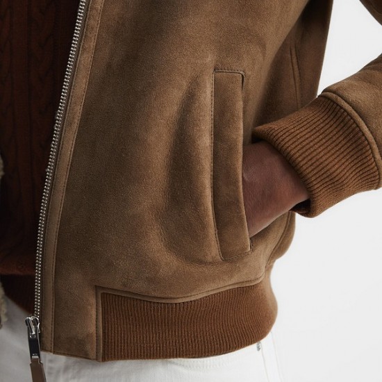 Men Winter Brown Shearling Jacket