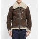 Men's Aviator Bridlington Brown Faux Shearling Biker Jacket            