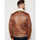 Mens Aviator Brown Leather Faux Shearling Jacket