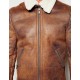 Mens Aviator Brown Leather Faux Shearling Jacket