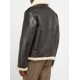 Mens Aviator Faux Shearling Black Leather Jacket