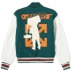 Men's Barrel Green and White Letterman Jacket