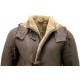 Men's Brown Shearling Sheepskin Leather Detachable Hood Duffle Coat