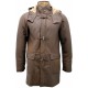 Men's Brown Shearling Sheepskin Leather Detachable Hood Duffle Coat