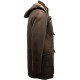 Men's Brown Shearling Sheepskin Leather Detachable Hood Duffle Coat