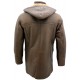 Men's Brown Shearling Sheepskin Leather Detachable Hood Duffle Coat