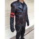 Men's Custom Hand Painted Punk Bloody Punisher Leather Biker Jacket 