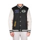 Men's Green Bay Packers New Era Black Third Down Varsity Full-Snap Jacket