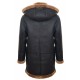 Men's New Winter Sheepskin Leather Ginger Removable Hooded Duffle Coat