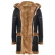 Men's New Winter Sheepskin Leather Ginger Removable Hooded Duffle Coat