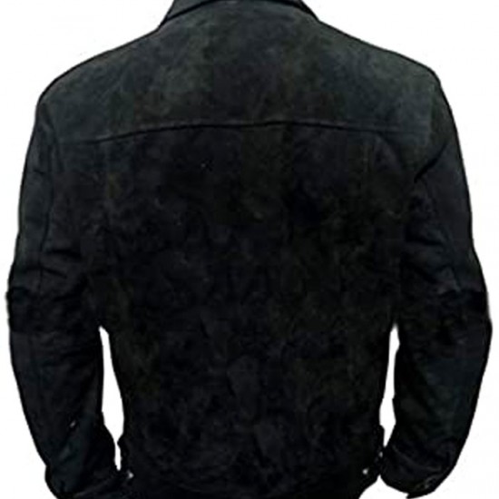 Men's Rip Cowboy Black Suede Leather Jacket