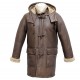 Men's Rufus Brown New Winter Real Shearling Sheepskin Leather Duffle Coat