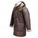 Men's Rufus Brown New Winter Real Shearling Sheepskin Leather Duffle Coat