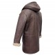 Men's Rufus Brown New Winter Real Shearling Sheepskin Leather Duffle Coat