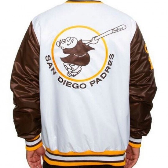 Men's San Diego Padres White/Brown Satin Jacket