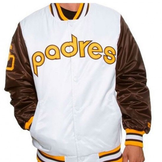 Men's San Diego Padres White/Brown Satin Jacket