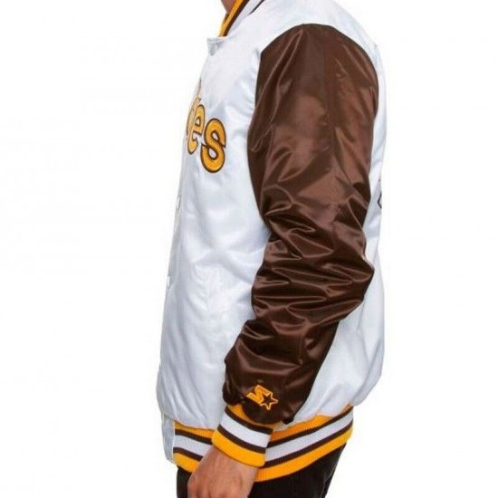 Men's San Diego Padres White/Brown Satin Jacket