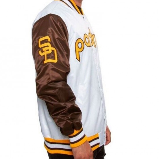 Men's San Diego Padres White/Brown Satin Jacket