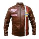 Men's Steve McQueen Le Mans GRANDPRIX Gulf Racing Style Biker Leather Jacket